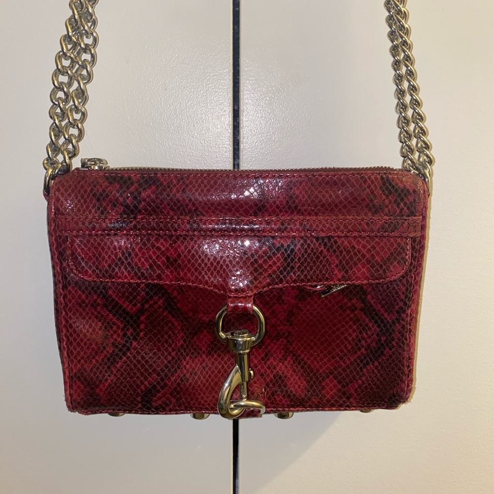 Rebecca Minkoff Small Leather Red Snakeskin Crossbody Bag